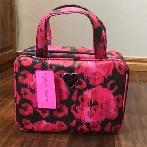 Betsey Johnson cosmetic case black red large